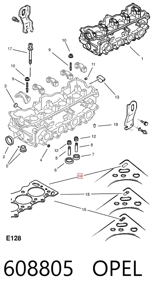 Прокладка ГБЦ 608805 Opel