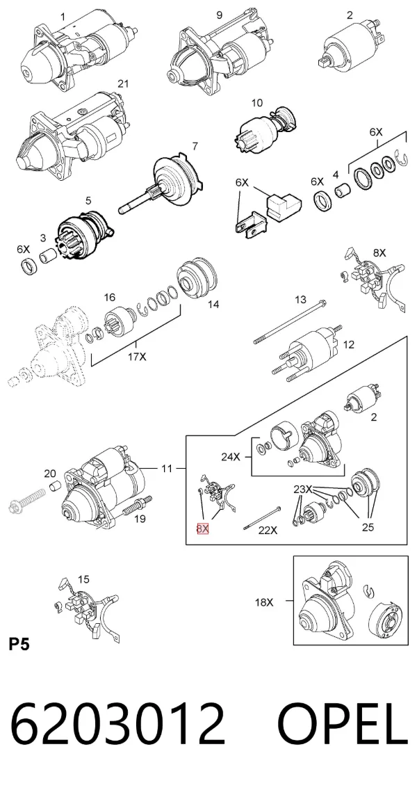 Щеткодеpжатель стартера 6203012 Opel
