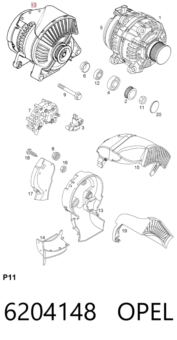 Генератор 6204148 Opel