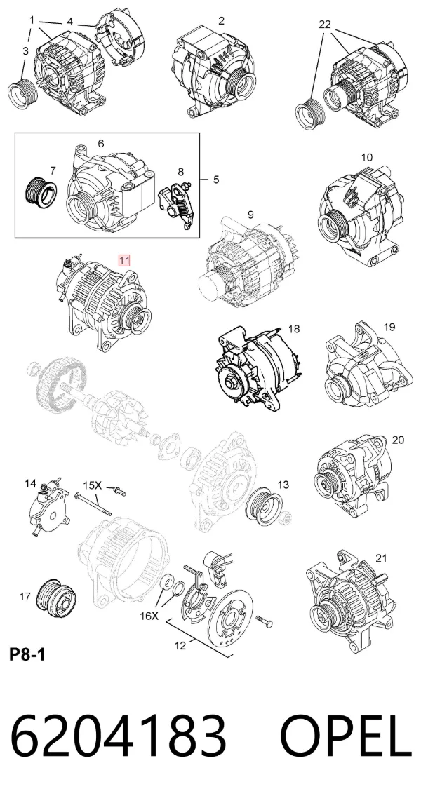 Генератор 6204183 Opel