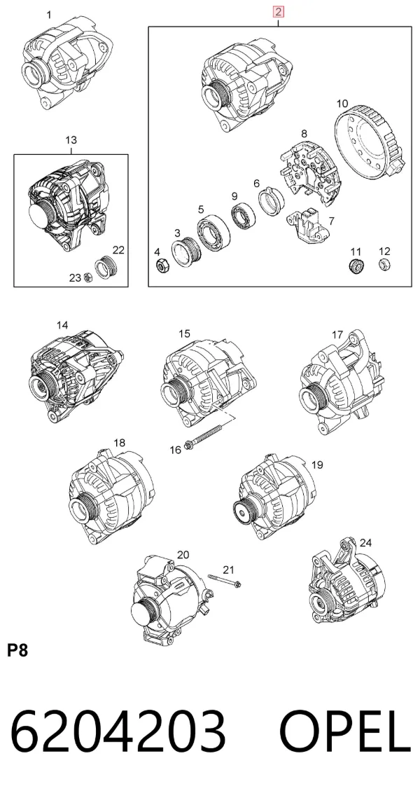 Генератор 6204203 Opel