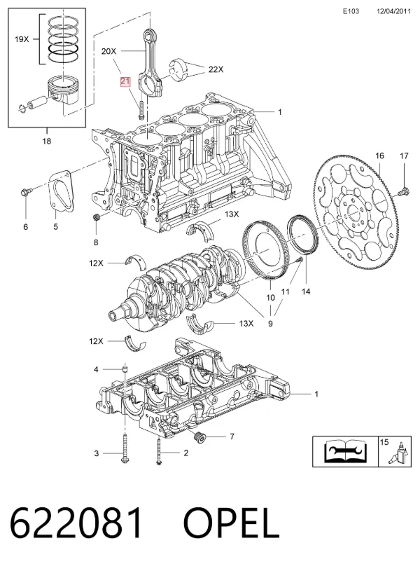 Болт шатуна 622081 Opel