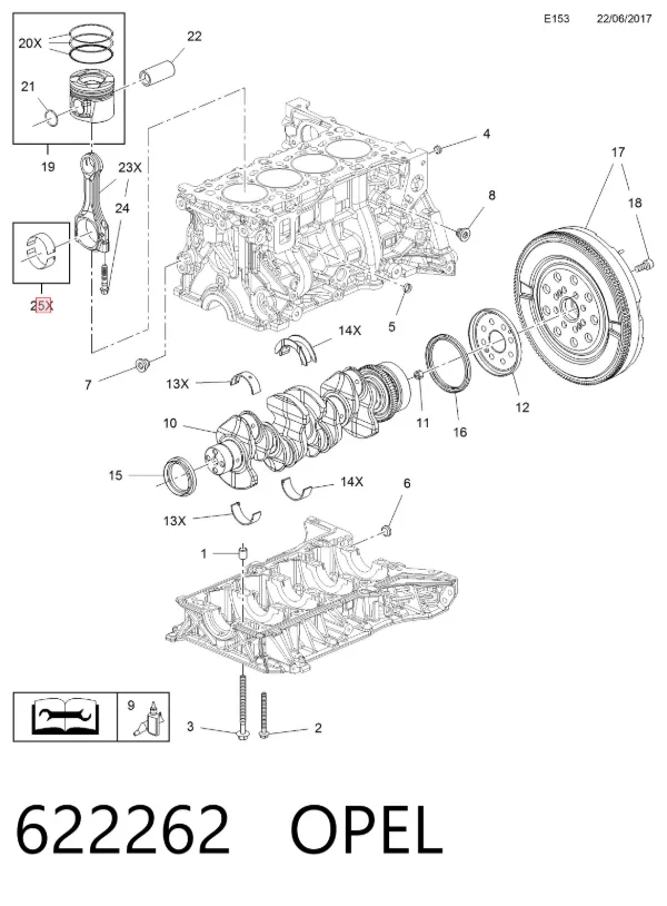 Вкладиші шатунні 622262 Opel
