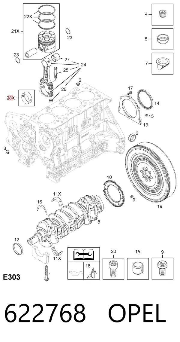 Вкладиші шатунні 622768 Opel