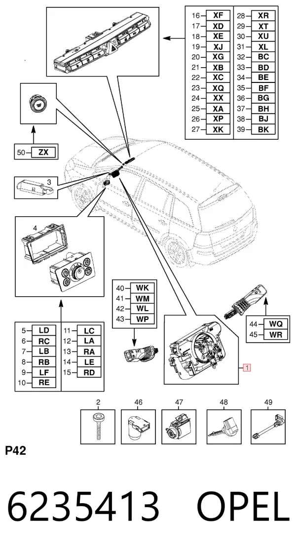 Перемикач підрульовий, центральна частина 6235413 Opel