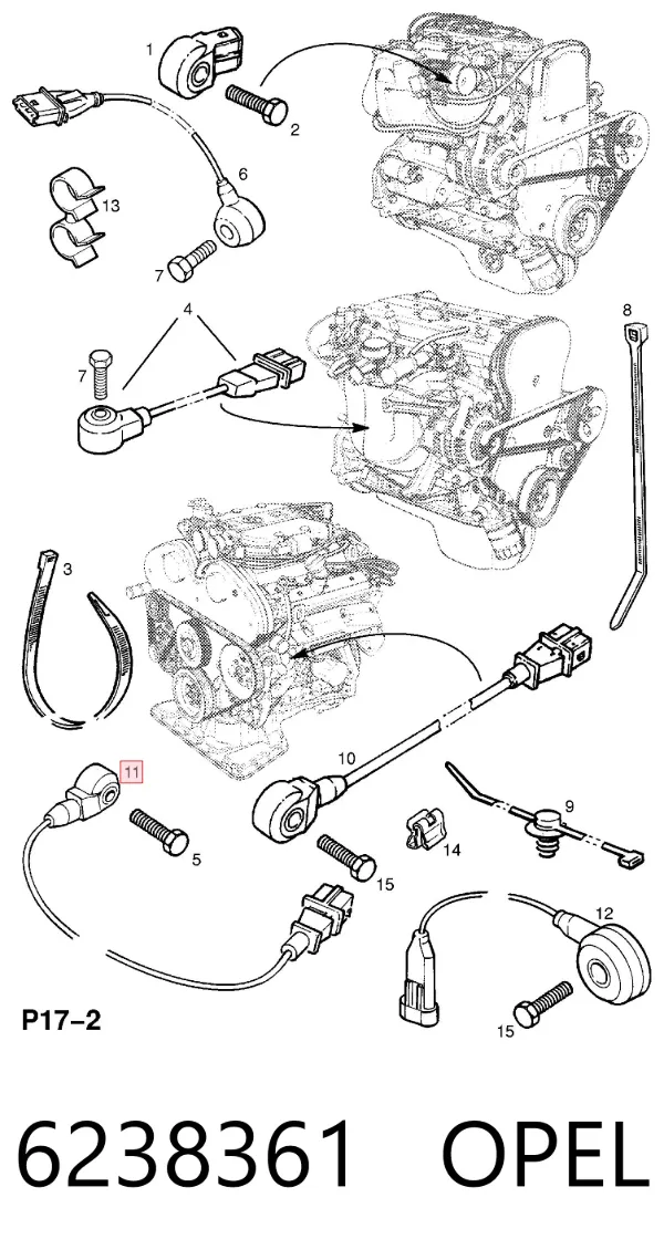 Датчик детонації 6238361 Opel