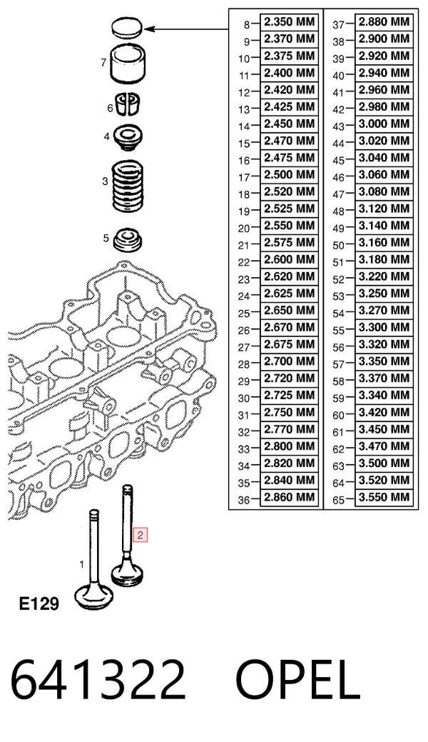 Клапан випускний 641322 Opel
