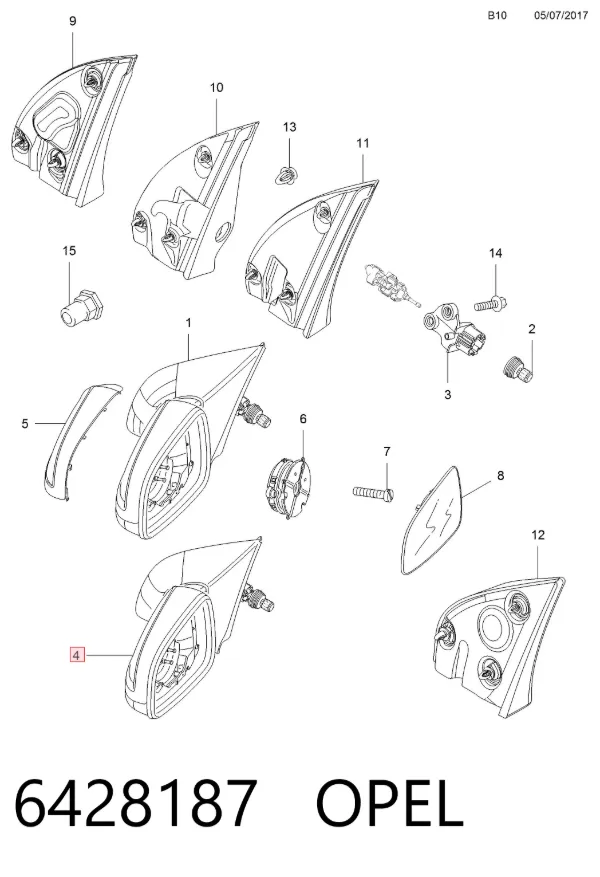 Ліве бокове дзеркало 6428187 Opel