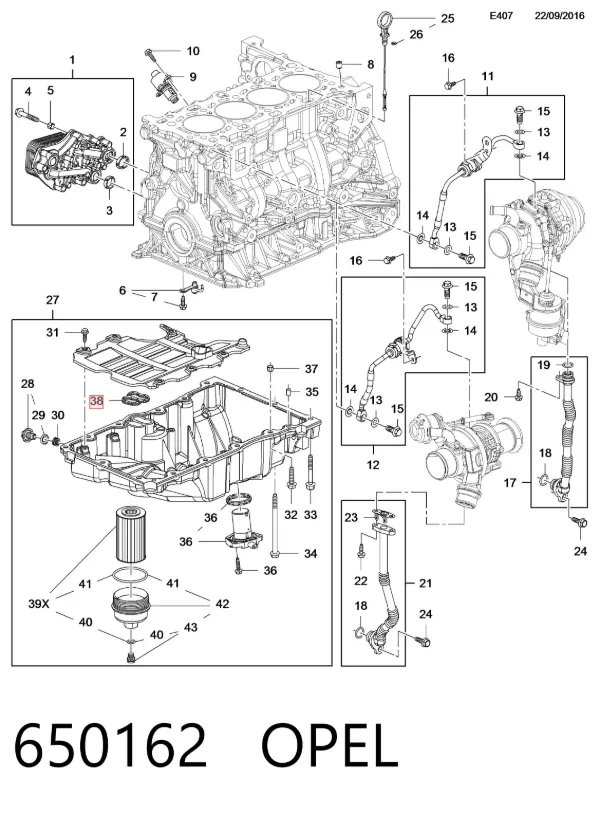 Прокладка піддону картера двигуна 650162 Opel