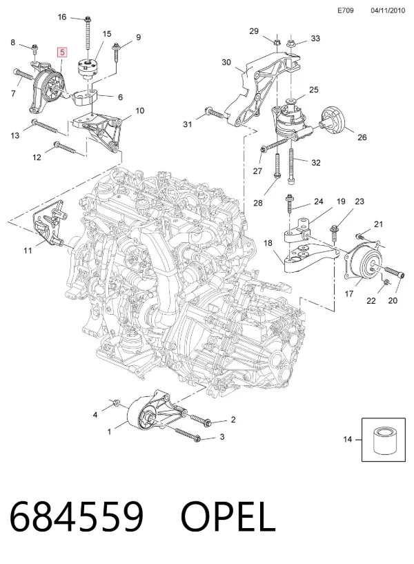 Подушка (опора) двигуна, права 684559 Opel