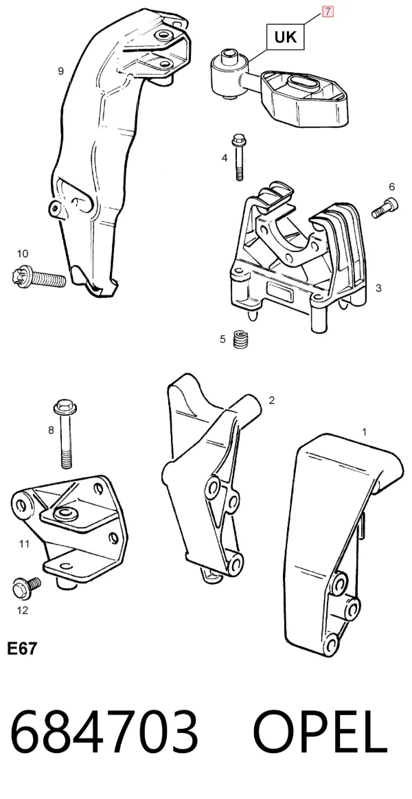 Подушка двигуна задня 684703 Opel