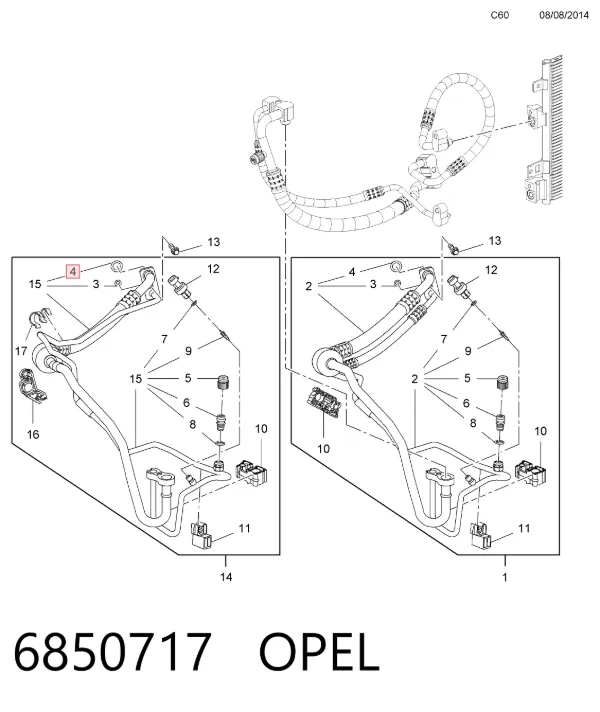Кільце ущільнююче шланга компресора, нагнітального 6850717 Opel