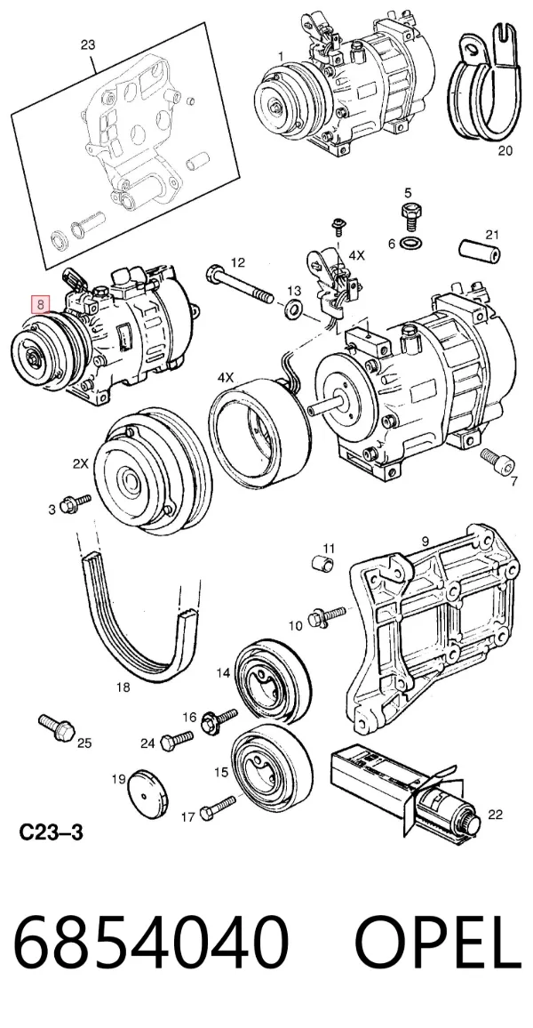 Компресор кондиціонера 6854040 Opel