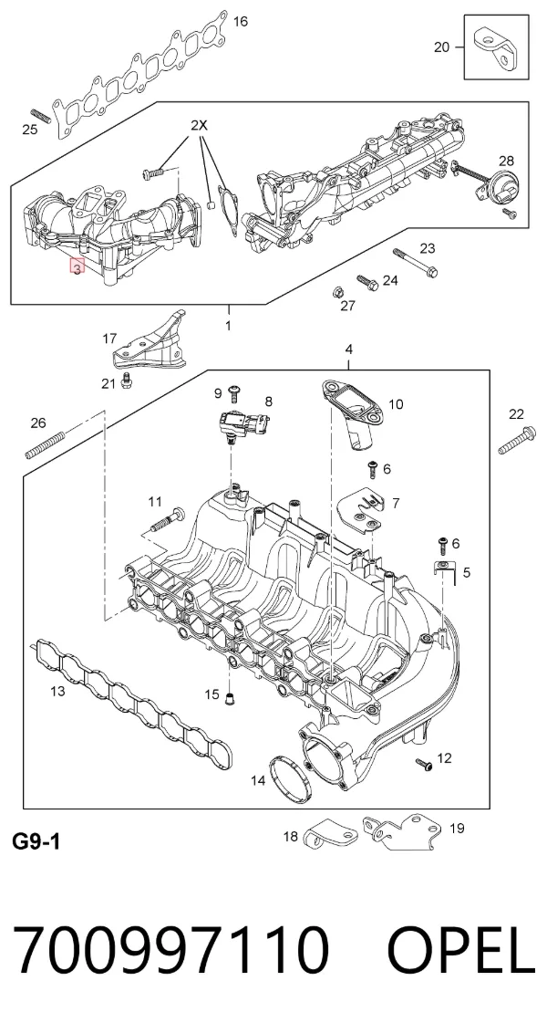 Впускний колектор 700997110 Opel