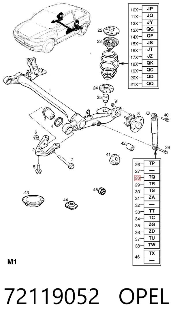 Амортизатор задній 72119052 Opel