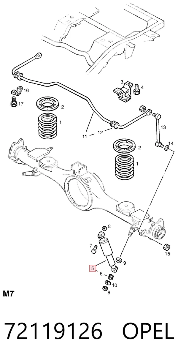 Амортизатор задній 72119126 Opel