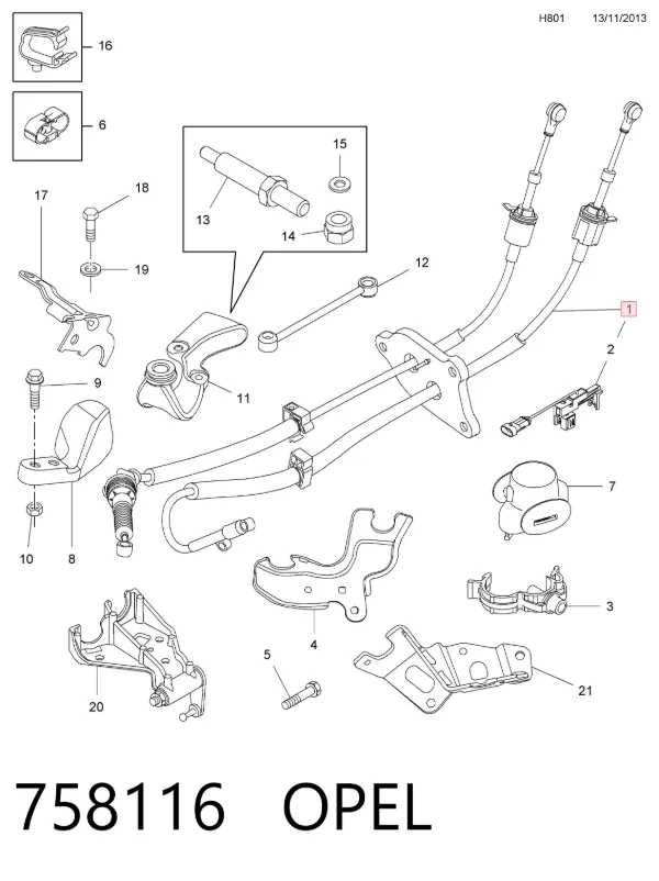 Трос перемикання передач 758116 Opel