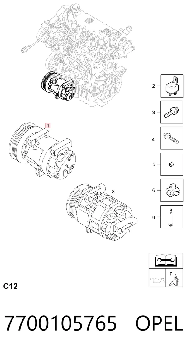 Компресор кондиціонера 7700105765 Opel
