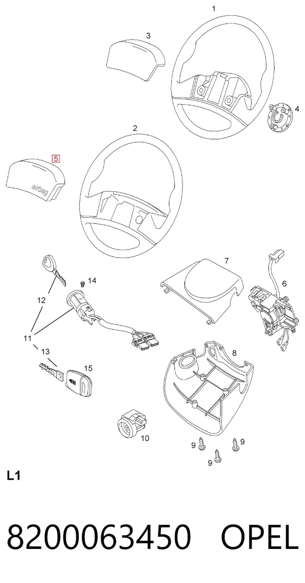 Подушка безпеки, водійська, AIRBAG 8200063450 Opel