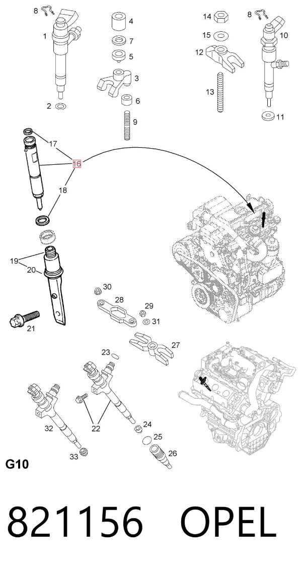 Паливні форсунки 821156 Opel