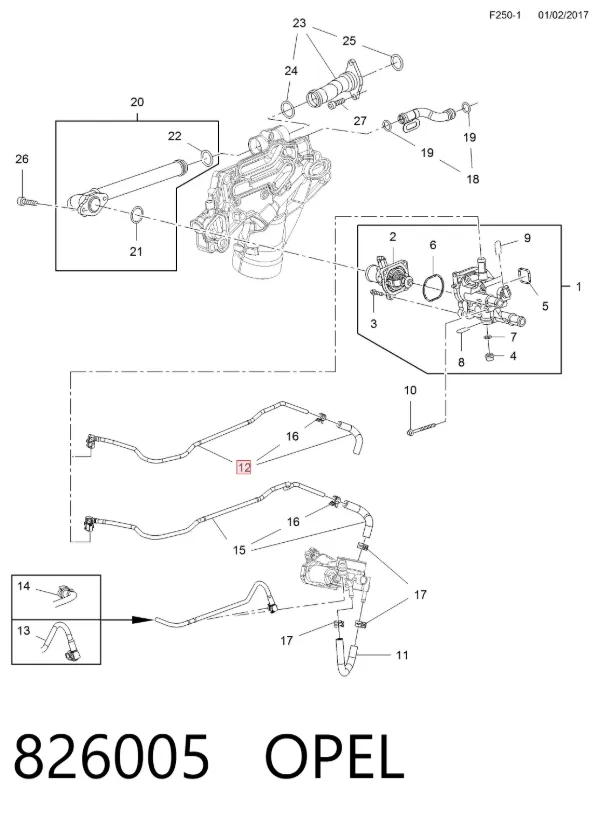 Шланг (патрубок) обігріву дросельної заслінки 826005 Opel