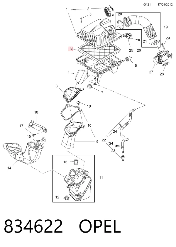 Повітряний фільтр 834622 Opel