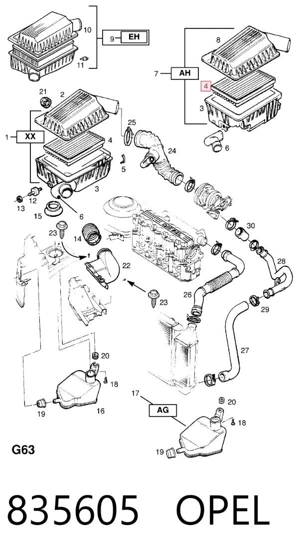 Повітряний фільтр 835605 Opel