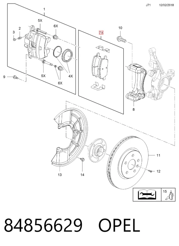 Передні тормозні колодки 84856629 Opel