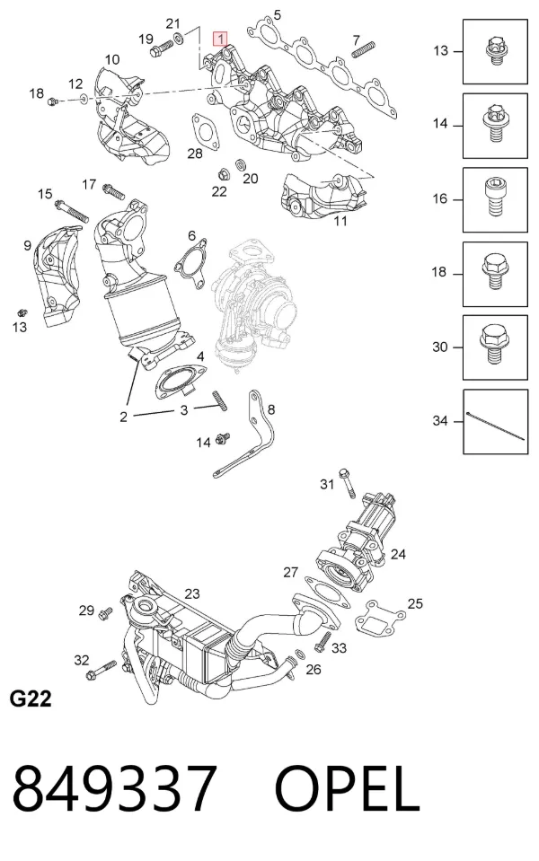 Випускний колектор 849337 Opel