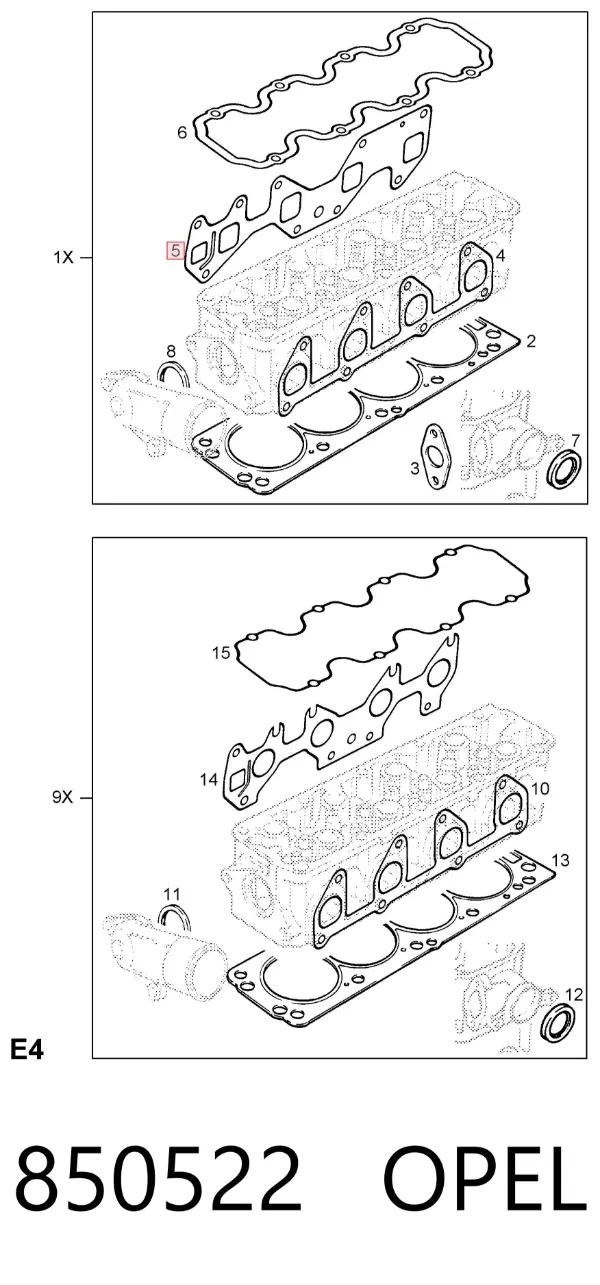 Прокладка впускного колектора 850522 Opel