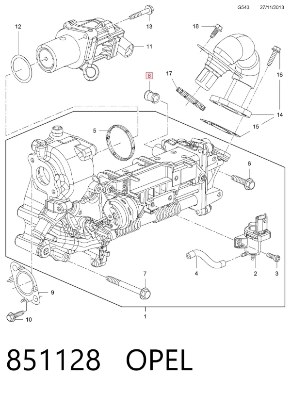 Ущільнююче кільце патрубка EGR 851128 Opel