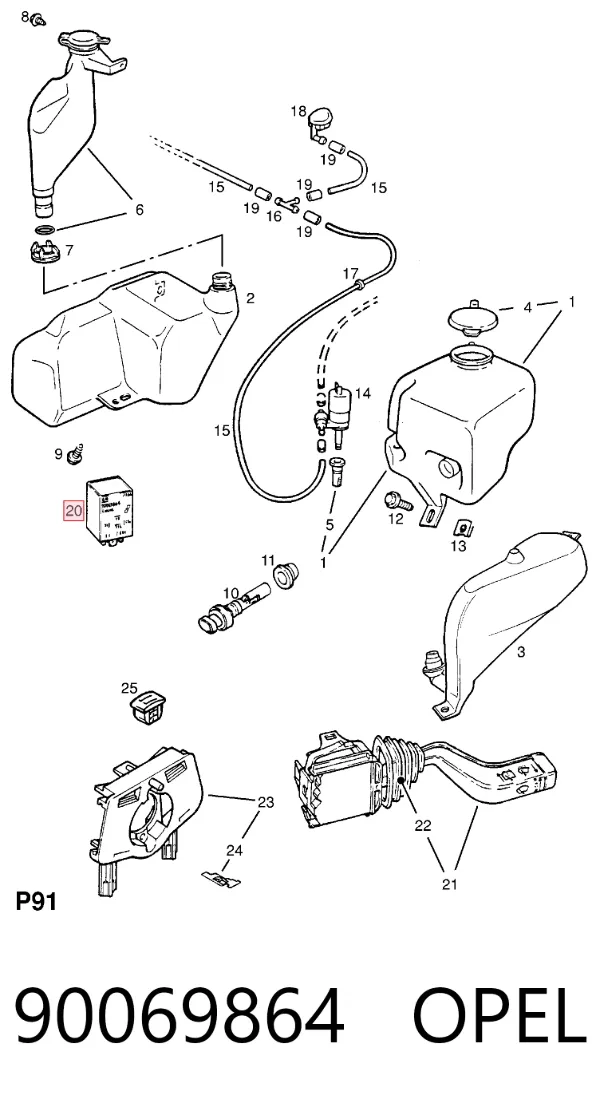 Реле двірників 90069864 Opel