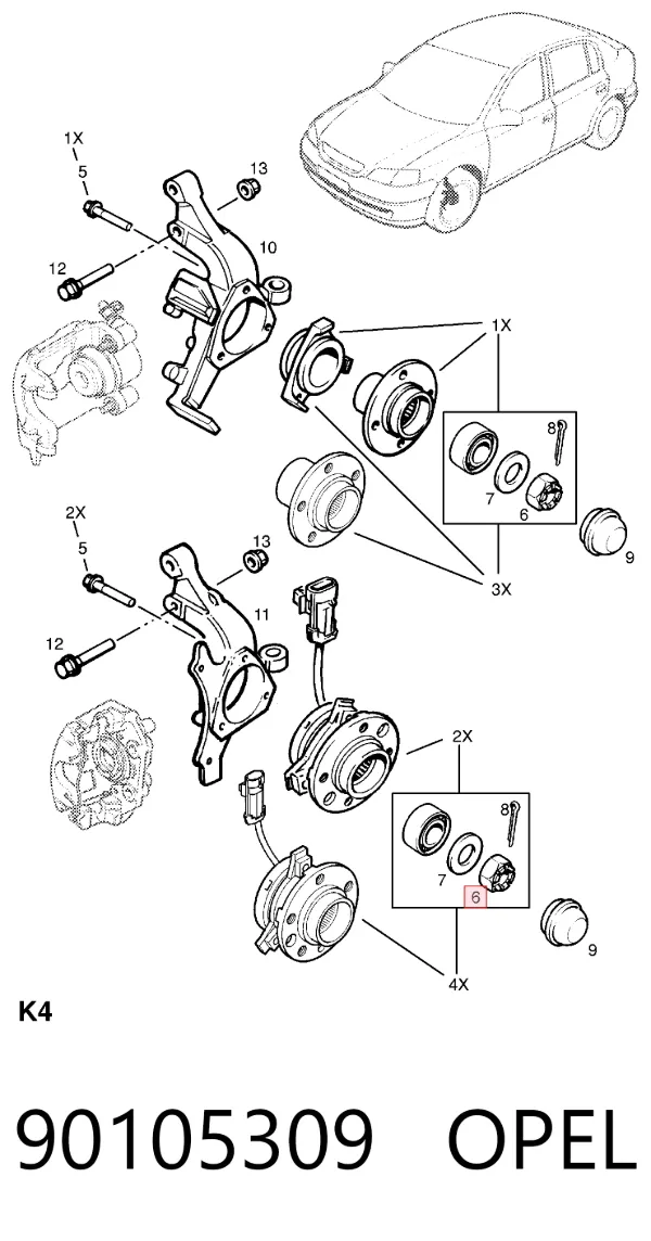 Гайка маточини передньої 90105309 Opel