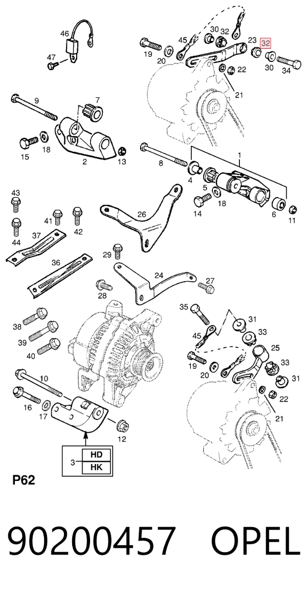 Кронштейн генератора 90200457 Opel