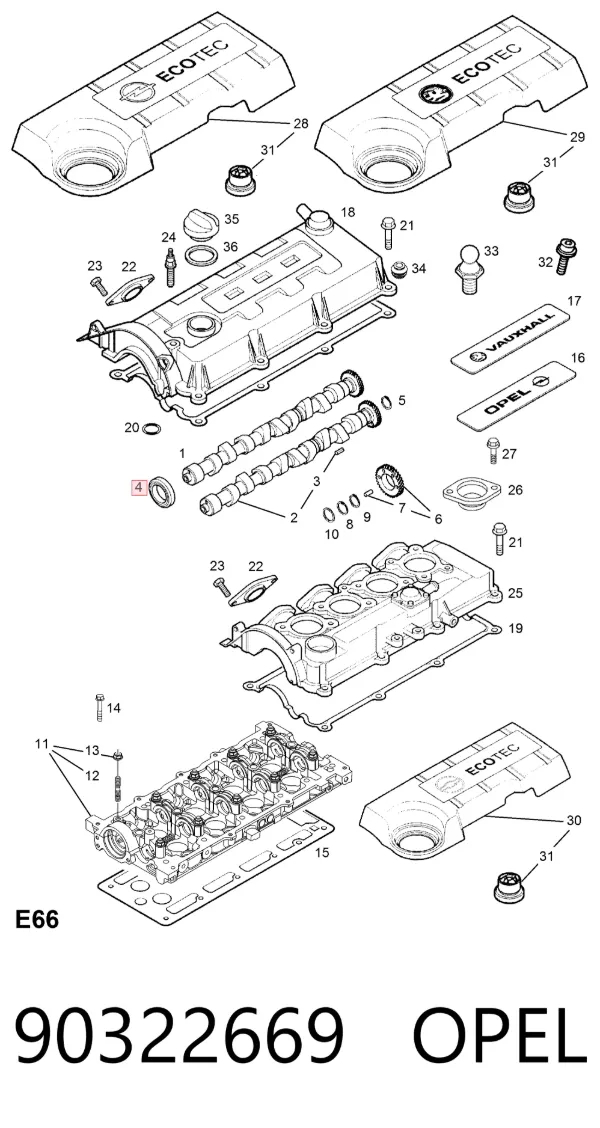 Сальник коленвалу 90322669 Opel