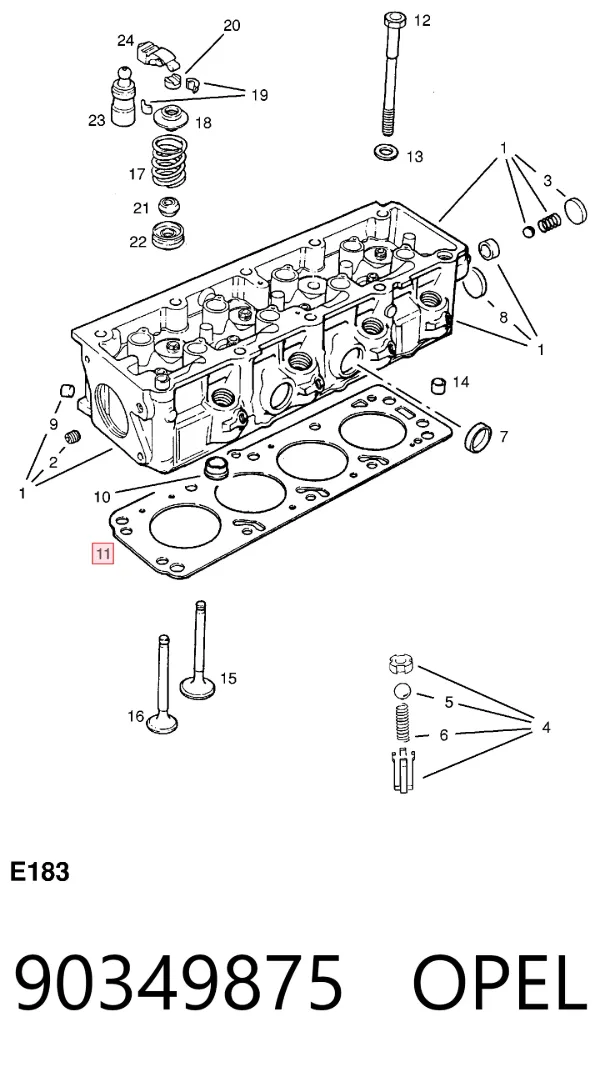 Прокладка ГБЦ 90349875 Opel