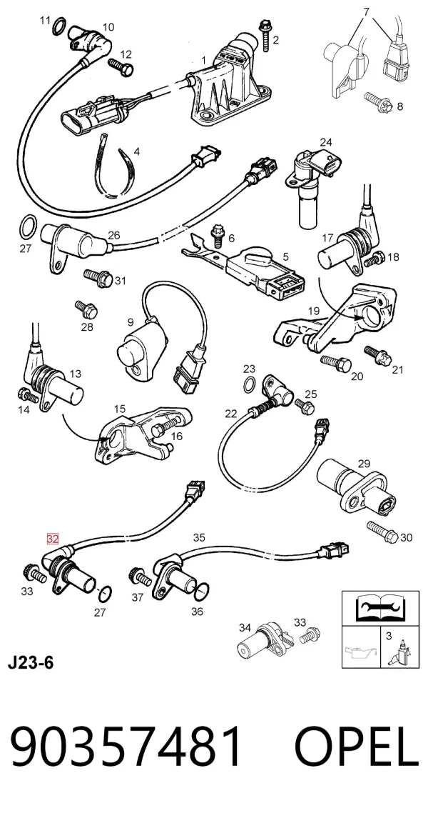 Датчик колінвала 90357481 Opel