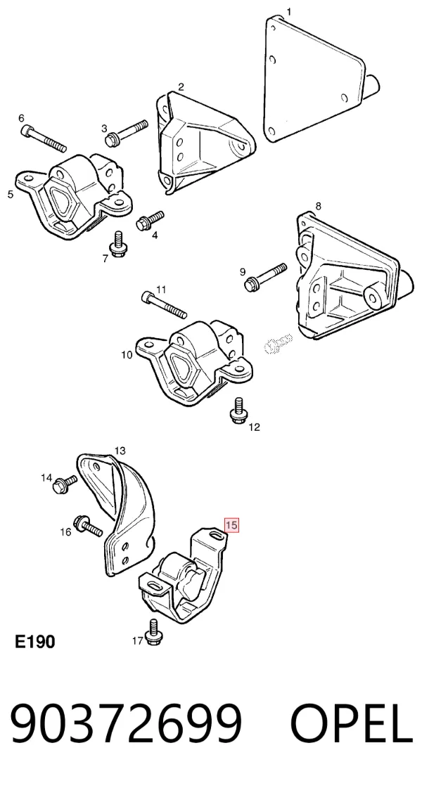 Подушка коробки передач 90372699 Opel
