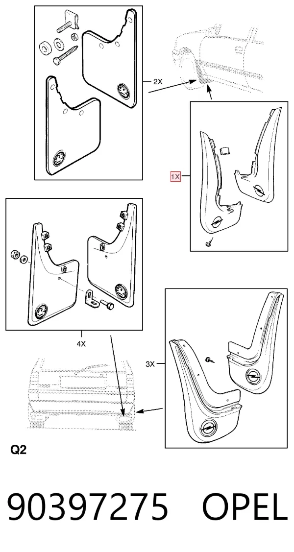 Бризговики передні 90397275 Opel