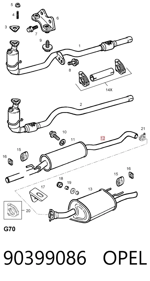 Глушник, центральна частина 90399086 Opel