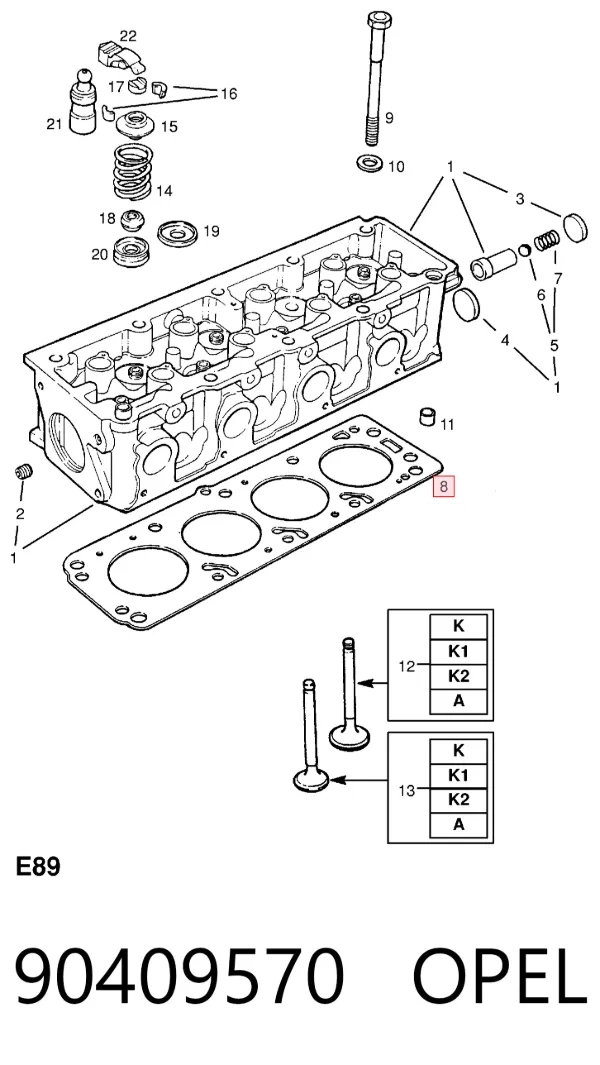 Прокладка ГБЦ 90409570 Opel