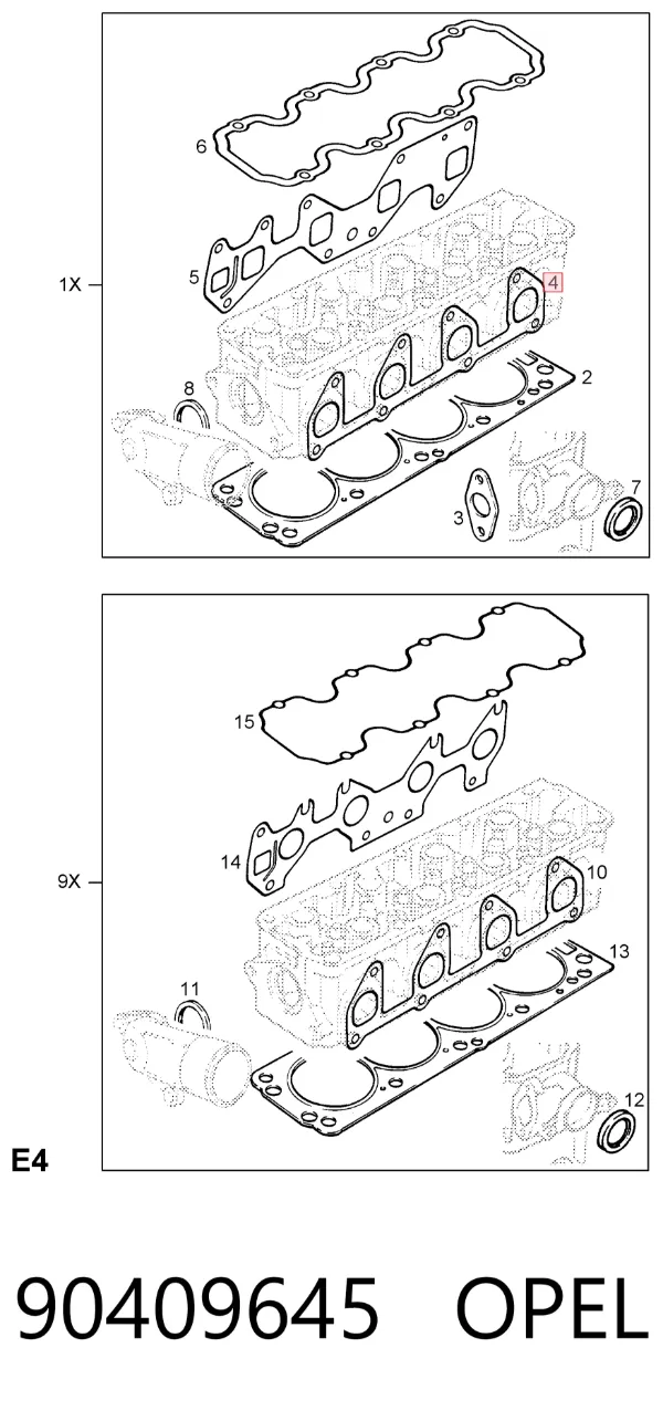 Прокладка колектора 90409645 Opel