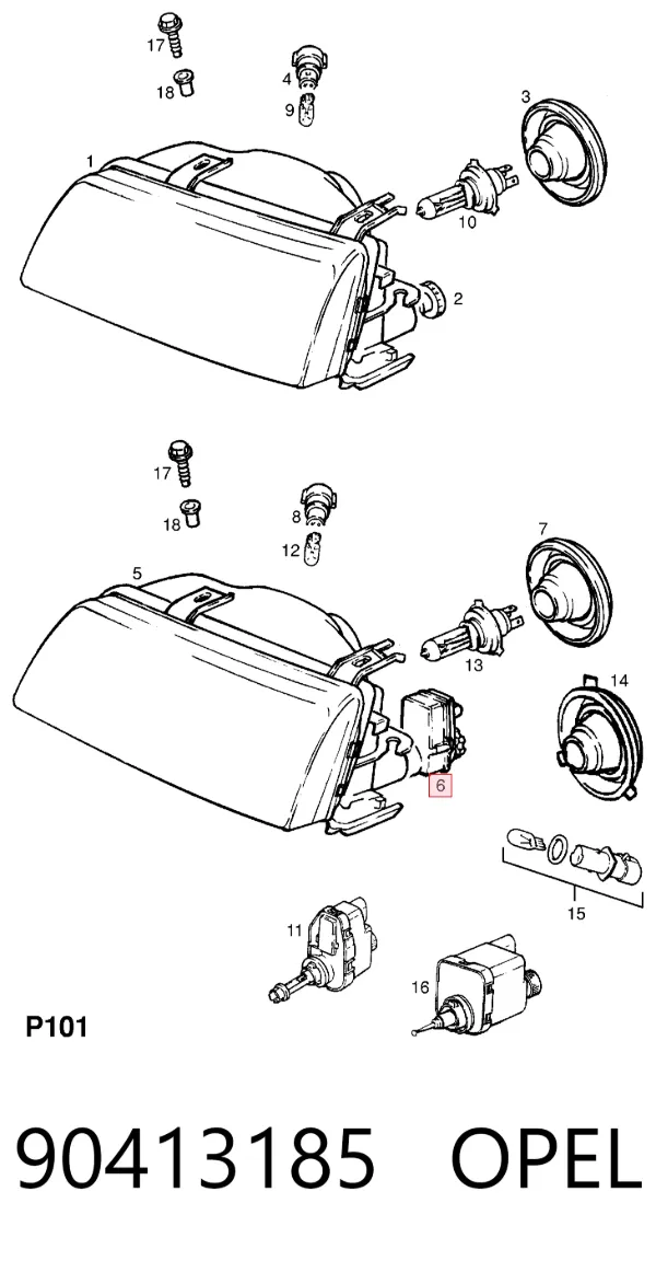 Коректор фар 90413185 Opel