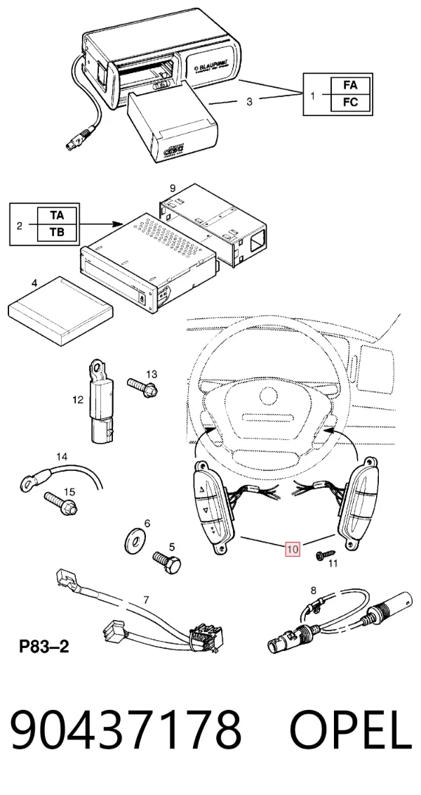Блок кнопкових перемикачів кермового колеса 90437178 Opel