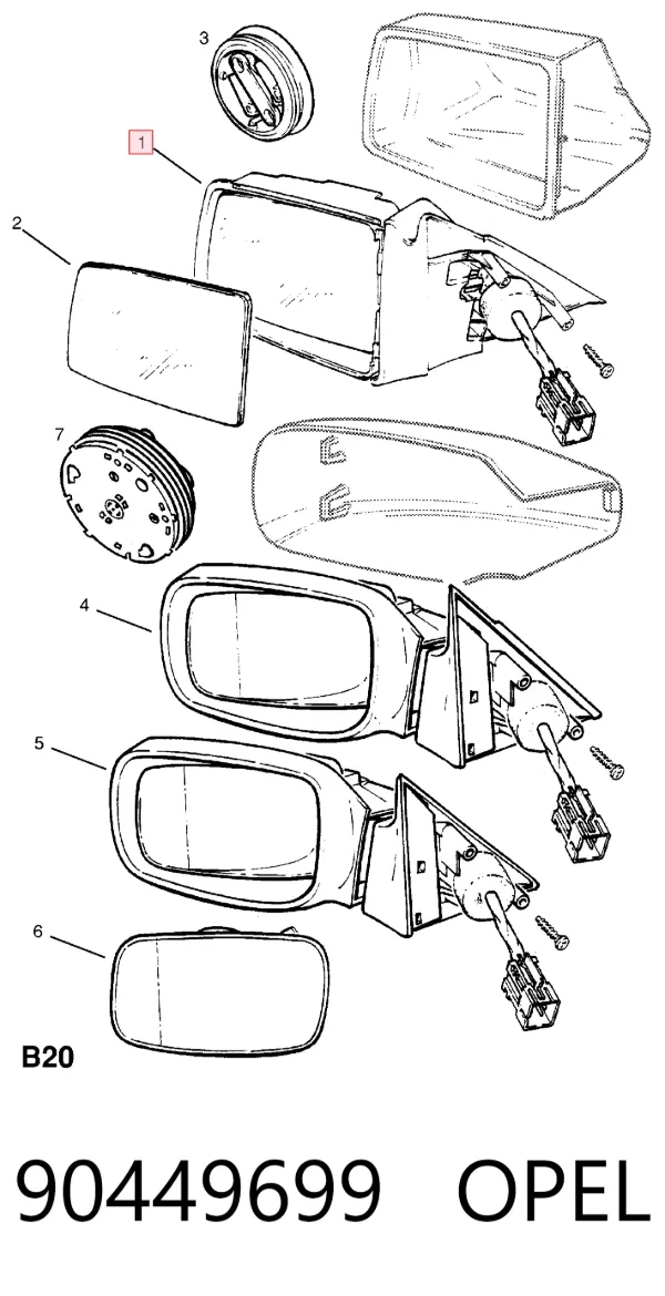 Ліве бокове дзеркало 90449699 Opel