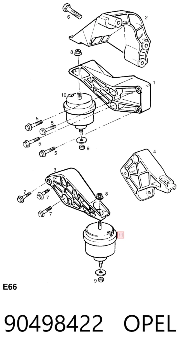 Подушка (опора) двигуна, ліва 90498422 Opel