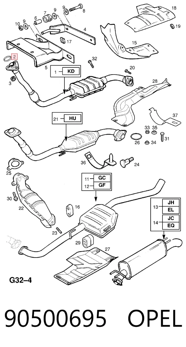 Прокладка глушника 90500695 Opel