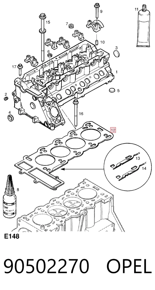 Прокладка ГБЦ 90502270 Opel