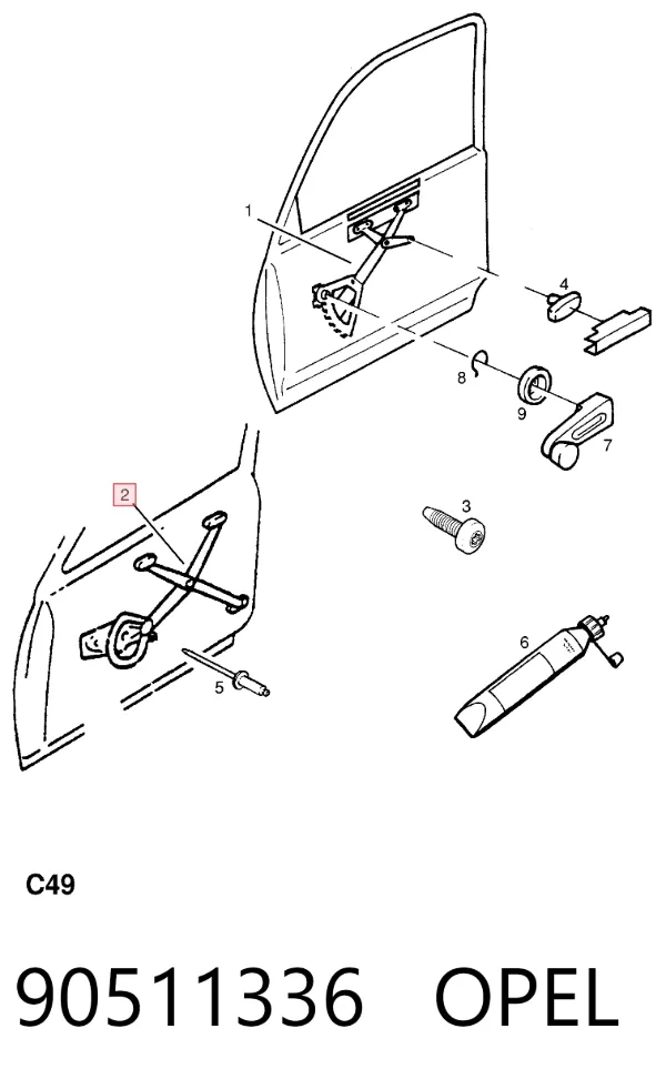 Склопідйомник передньої лівої двері 90511336 Opel