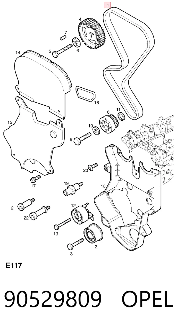 Ремінь ГРМ 90529809 Opel